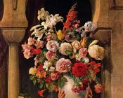 弗朗切斯科 海兹 : Vase of Flowers on the Window of a Harem